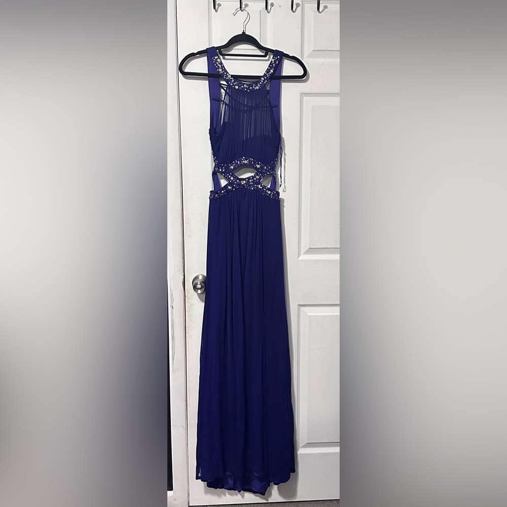 Morgan & Co. Royal Blue Beaded Prom Dress